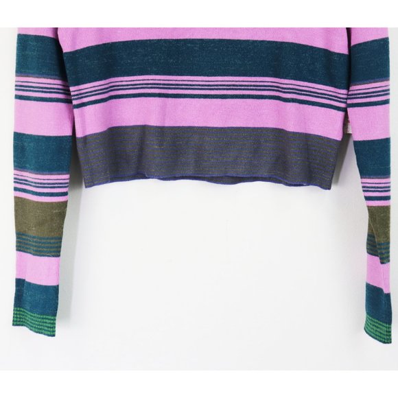 NWT Free People Rip Tide Zip Mock Neck Sweater Long Sleeve 1/4 Zip Teal Purple S - Picture 6 of 9